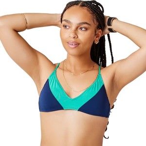 Two-Tone Blue and Green Bikini Top